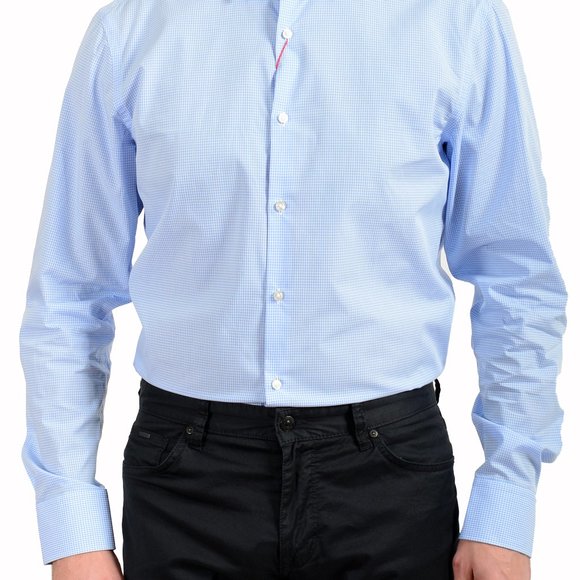 Hugo Boss Men's "Mabel" Sharp Fit Multi-Color Plaid Long Sleeve Dress Shirt - Picture 4 of 9